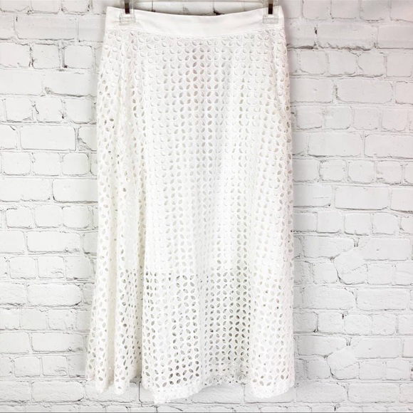 ELLE Snow White Eyelet Lace Midi Skirt Medium - Picture 6 of 7